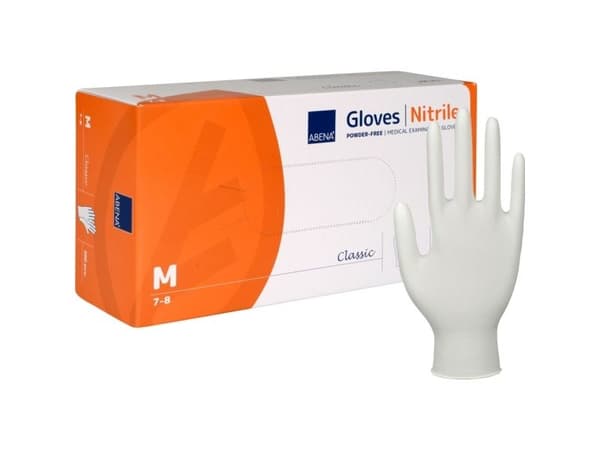 Undersøgelseshandske, ABENA Classic, M, hvid, nitril - (10 stk.)