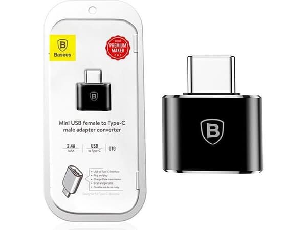 Baseus – USB-sovitin – 24-napainen USB-C (uros) – USB (naaras) – USB 2.0 – 2,4 A – musta