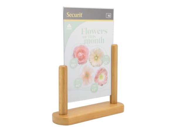 Securit® A5 displayram i massiv teakfärgat trä