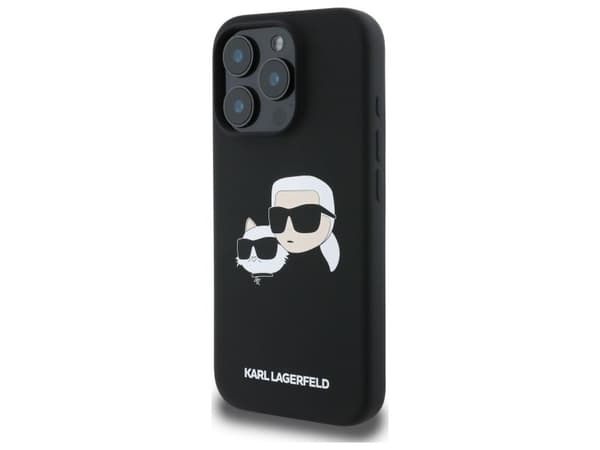 Karl Lagerfeld neste silikoni Double Heads MagSafe Apple iPhone 16 Pro Case musta