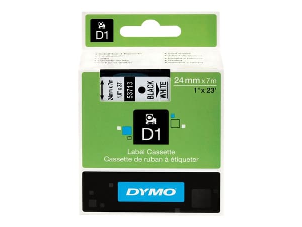 Labeltape DYMO® D1 sort på hvid 24mm x 7m