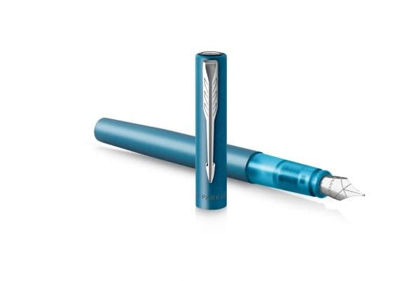 Parker Vector XL, blågrønn, Patronpåfyllingssystem, Blå, Rustfritt stål, Medium, Ambidextrous