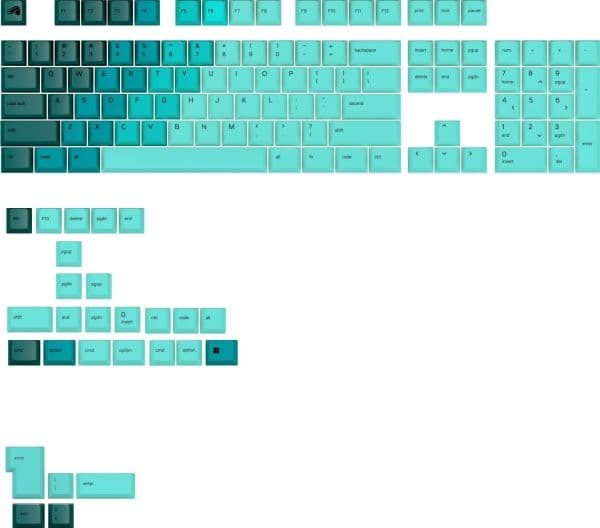 Glorious GPBT Gradient Keycaps, ANSI-oppsett (US), PBT, Dye-Sub – Rainforest