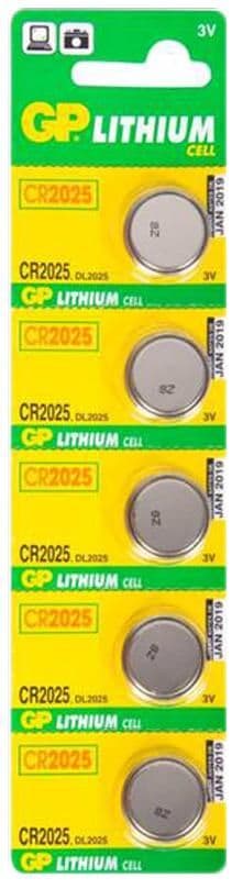 GP knapcelle, Lithium, CR2025, 5-pak