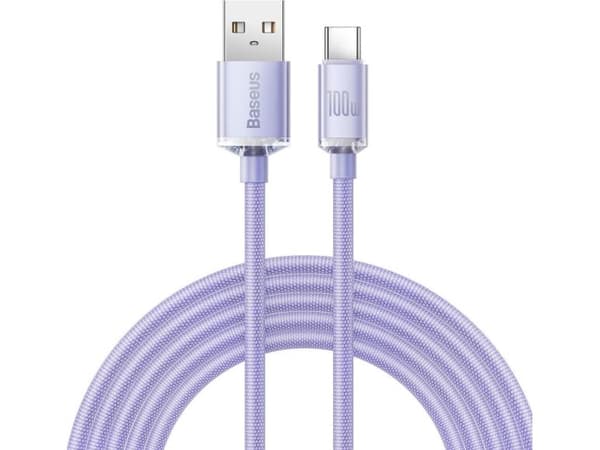 Baseus Crystal Shine USB til USB-C-kabel 100W 2 m - lilla
