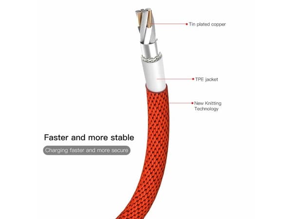 Baseus Yiven, 1,8 m, Lightning, USB A, Hankjønn, Hankjønn, Rød