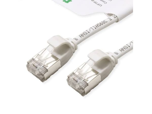U/FTP datacenter patchkabel Cat.6A (klass EA), LSOH, slimmad, vit, 2 m