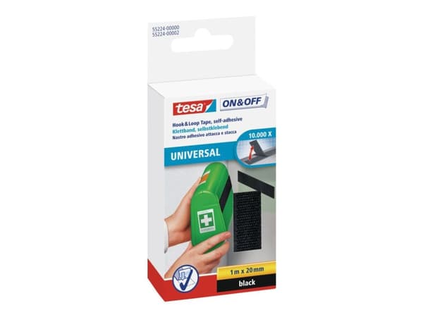 Tesa On & Off - Monteringsbindemedel - 2 cm x 1 m - svart
