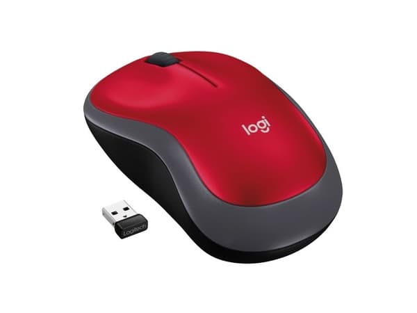 Logitech M185, Molempikätinen, Optinen, Langaton RF, 1000 DPI, Punainen