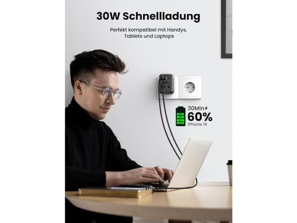 Ugreen 90613, inomhus, AC, Svart