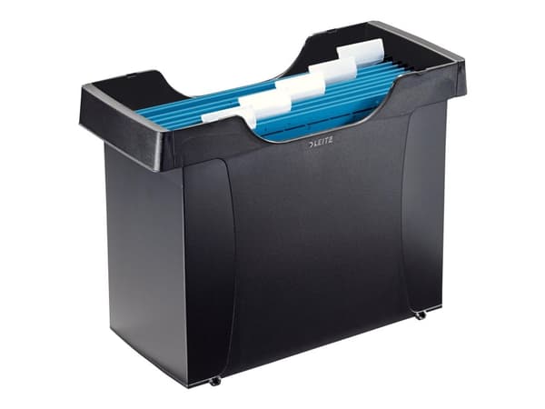 Saranoitu kansiolaatikko Leitz Plus w. 5 ALPHAmusta