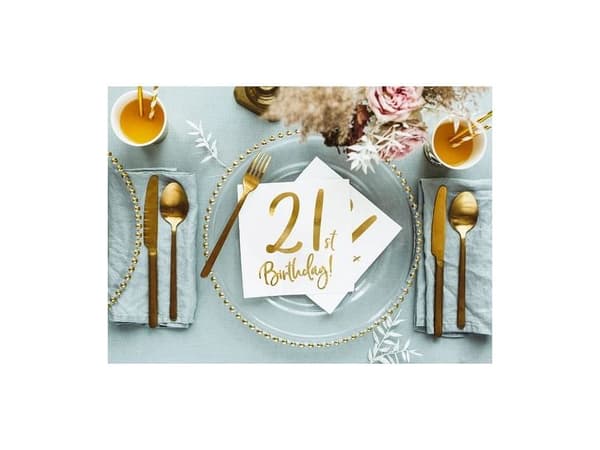 Servietter 21th birthday, guld