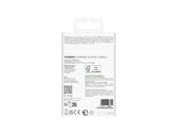 USB-kabel Puro USB-C till USB-C 3 m vit (8018417498824)