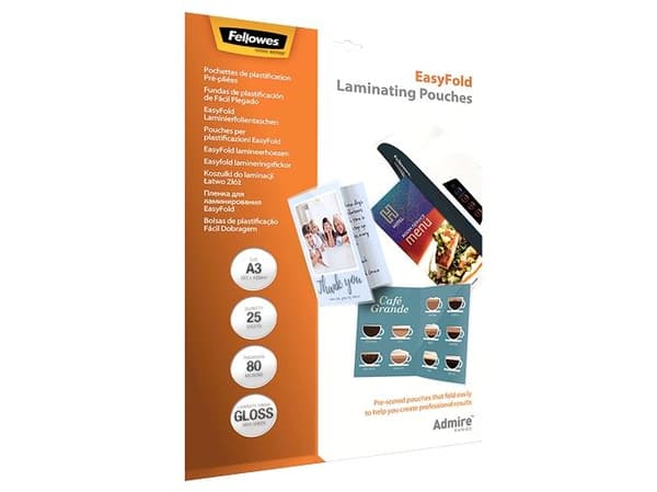 Fellowes EasyFold - 25-pack - glanset - 303 x 426 mm lamineringspunger