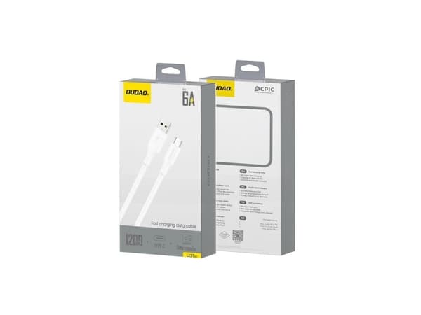 Dudao L2sT USB-A - USB-C 6A 1,2 m kabel - vit