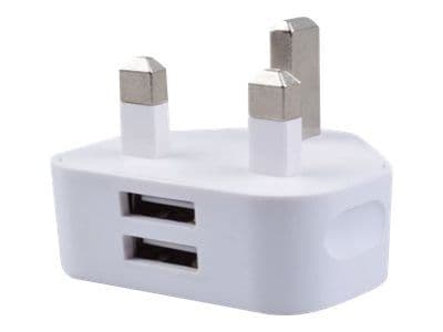 MicroConnect - Strømadapter - 2.4 A - 2 utgangskontakter (USB) - hvit - Storbritannia