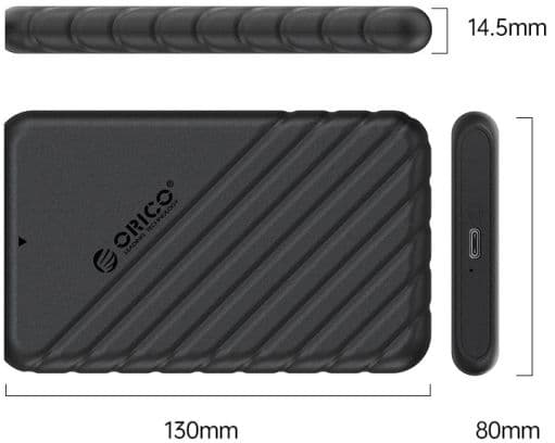 Orico 2.5" Drive Enclosure USB-C 3.1 6Gbps musta