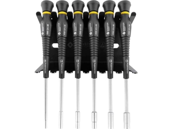 BERNSTEIN Tools for Electronics skrutrekker-sett ESD, 6 deler, utvendig sekskant