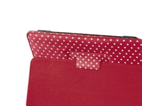 Hama "Polka Dot" - Vikbart fodral för surfplatta - polyester - röd - 8"