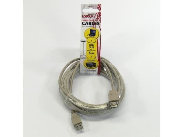 USB-logokabel USB-A till USB-A 5 m vit (15852)