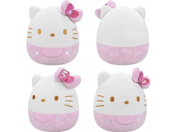 Mjukis Squishmallows Hello Kitty med präglade rosetter