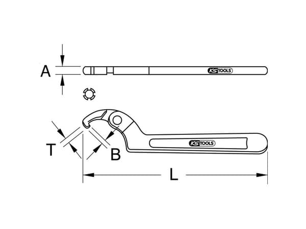 Koukkuavain KS Tools 963.8207 9638207
