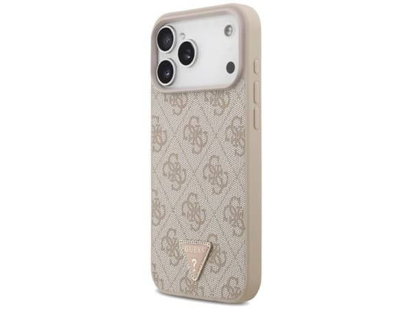 Guess Leather 4G Triangle Strass MagSafe Case for iPhone 17 Pro Max / 18 Pro Max - Pink