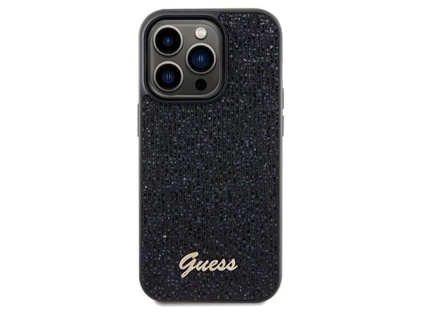 Guess Disco Metal Script-deksel for iPhone 14 Pro Max - svart