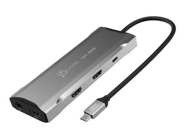 j5create JCD397-N - Mini-dockningsenhet - USB-C / USB4 / Thunderbolt 3 / Thunderbolt 4 - 2 x HDMI, DP - 1GbE