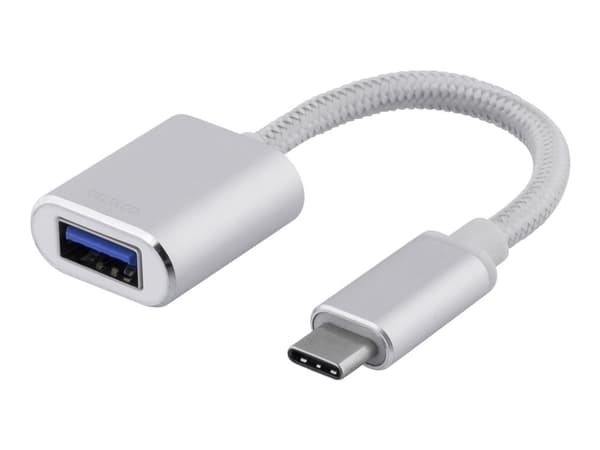 Deltaco USBC-1276, 0,1 m, USB C, USB A, Hopea
