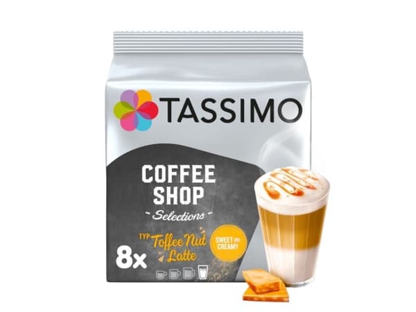 TASSIMO Toffee Nut Latte, Kaffekapslar, Caffe latte, 8 koppar, Tassimo, 8 styck