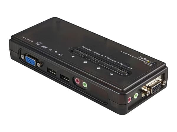 StarTech.com 4 Port Black USB KVM Switch Kit with Cables and Audio - desktop KVM Switch - VGA KVM Switch - USB KVM Switch 4 Port (SV411KUSB) - Omko...