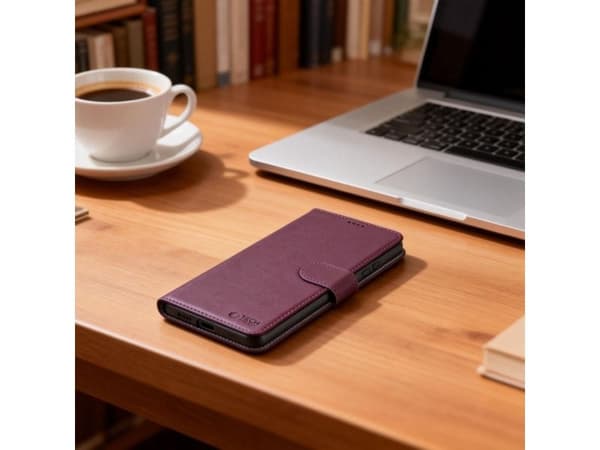 Tech-Protect Wallet Case for Samsung Galaxy S26 - Burgundy