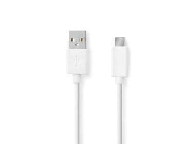 Nedis CCGB60600WT10, 1 m, USB A, USB C, USB 2.0, 0,48 Gbit/sek, Vit