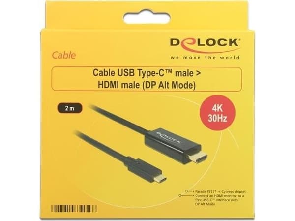 Delock - Ekstern videoadapter - Parade PS171 - USB-C - HDMI - svart - løsvekt