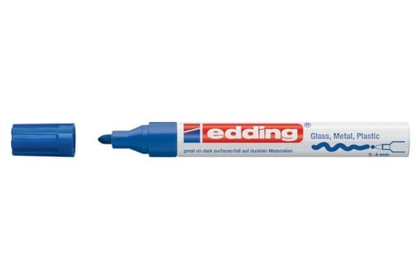 Edding 750, Blå, Fin spets, Blå, Vit, Plast, Bold, 2 mm