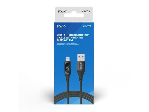 SAVIO CL-173 USB til Lightning-kabel 1m med digitalt display