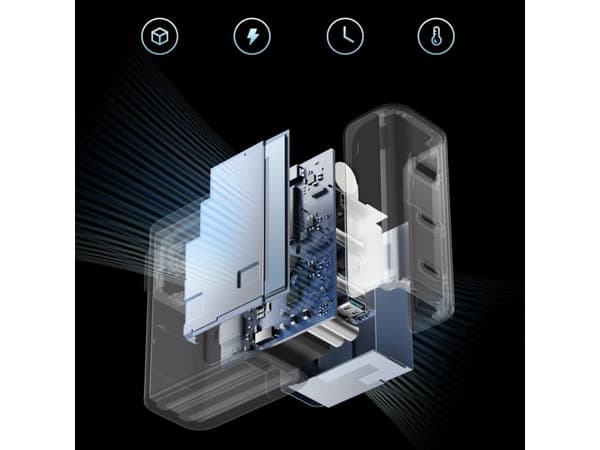 Cuktech CUKAD1003EUG GaN 100W vegglader 2 x USB-C 1 x USB-A med USB-C-kabel - grå