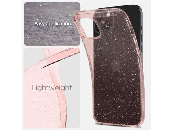 Spigen Liquid Crystal Glitter-deksel til iPhone 15 Plus - rosa/klart