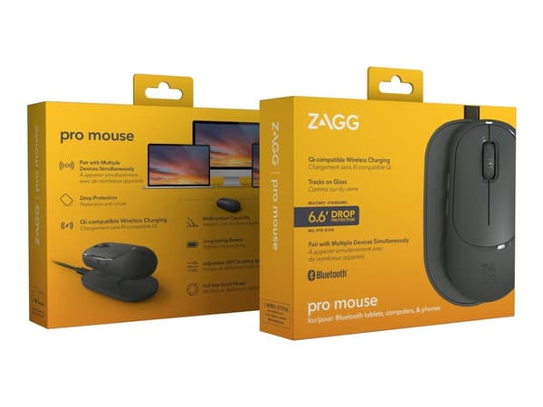 ZAGG Pro Mouse, Oikeakätinen, Bluetooth, 1000 DPI, Puuhiili