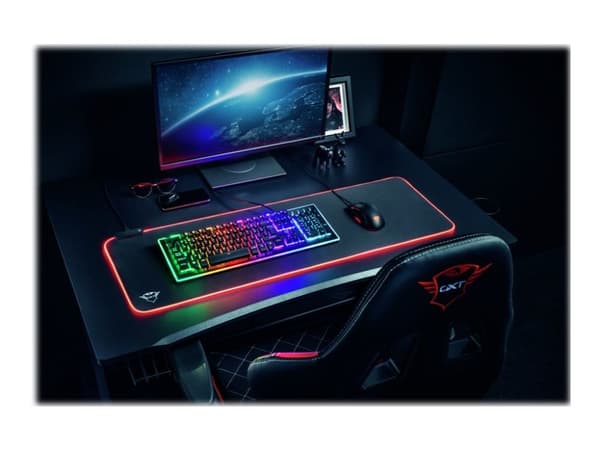 Trust GXT 764 Glide-Flex XXL - Belyst tastatur og musematte