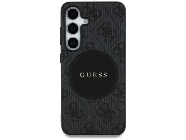 Guess 4G rund patch classic logo MagSafe deksel til Samsung Galaxy S25 - sort