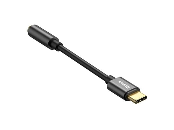 Baseus CATL54-01, Typ-C, 3,5 mm, Sort