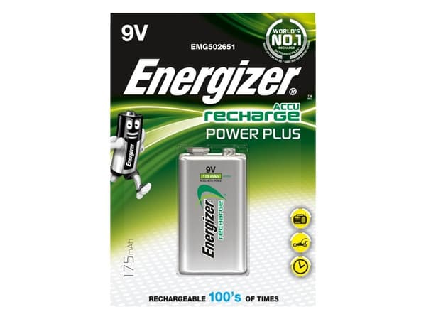 Energizer Recharge Power Plus 9V/NH22 batteri, 1 stk.