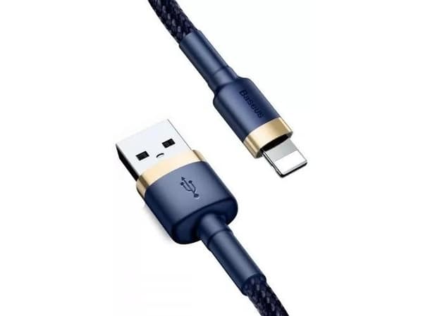Baseus CALKLF-CV3, 2 m, USB A, Lightning, Hankjønn, Hankjønn, Blå, Gull