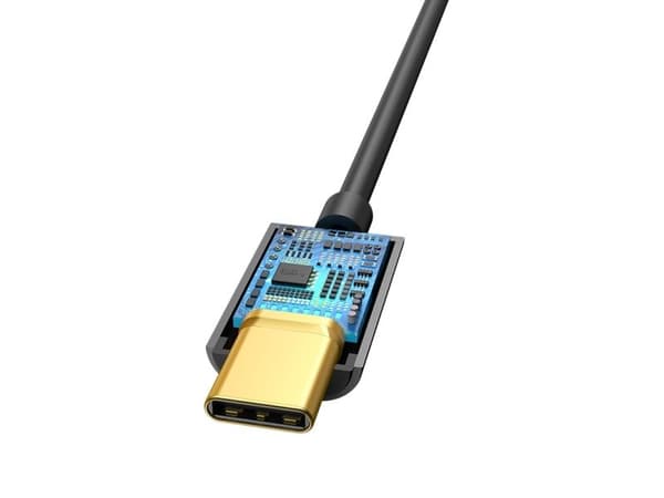 Baseus CATL54-01, Typ-C, 3,5 mm, Sort