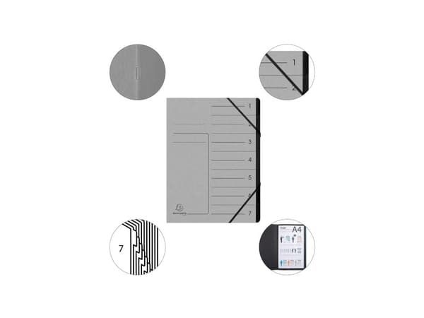 Exacompta 540711E, Project folder, A4, Kartong, Grå, 355 g/m ^, Resårband