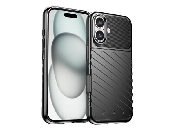 Thunder case för iPhone 16 Plus silikonfodral - svart