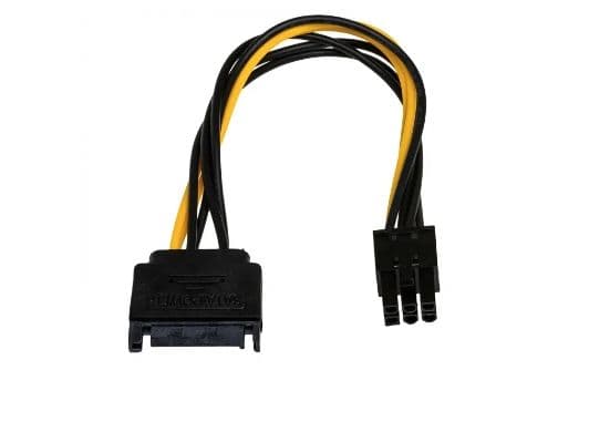 Akyga - Strømadapter - 6-pins PCIe-strøm (hunn) til SATA-strøm (hann) - 15 cm