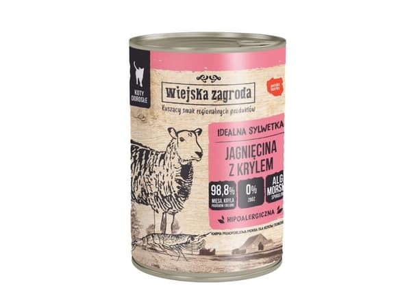 WIEJSKA ZAGRODA kattmat med lamm och krill våtfoder 400 g